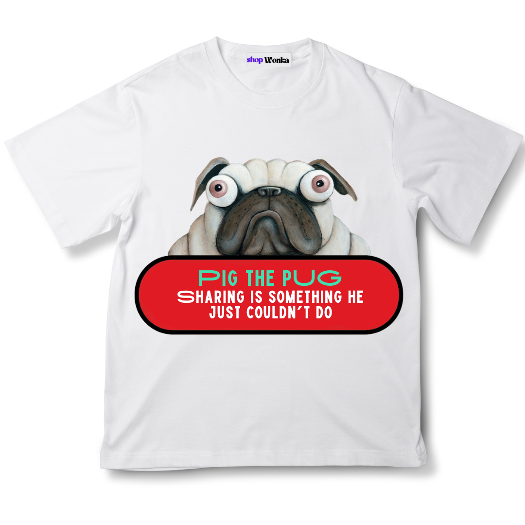 Pig The Pug Don't Share, Customisable Kids T-shirt, 100% cotton