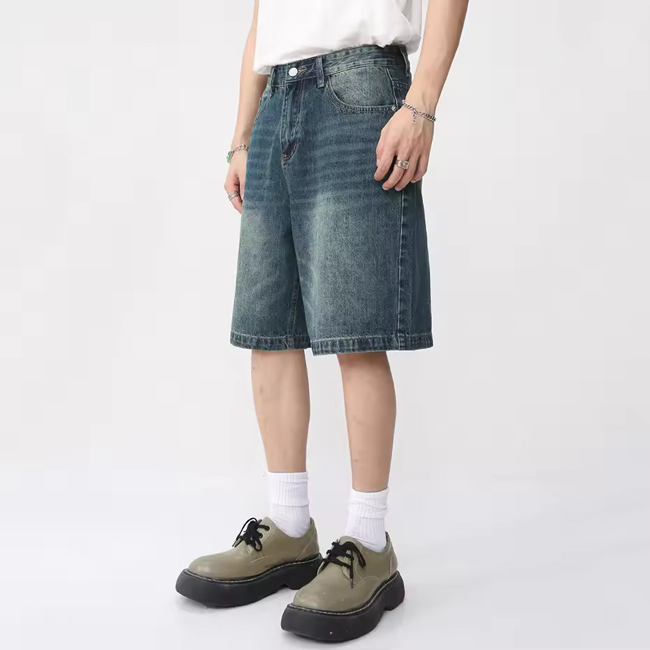 Vintage Denim Shorts in Washed Blue
