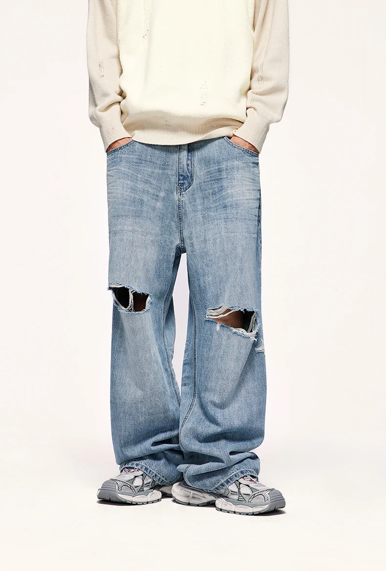 Ripped Baggy Wide-Leg Jeans