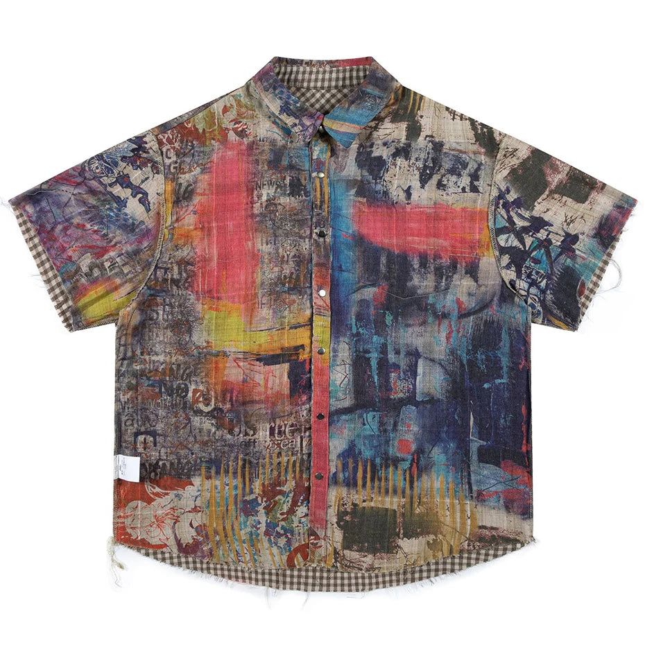 The Abstract Expressionism - Reversible Shirt (Worn Both Sides), Summer men's shirts, Oversized shirts