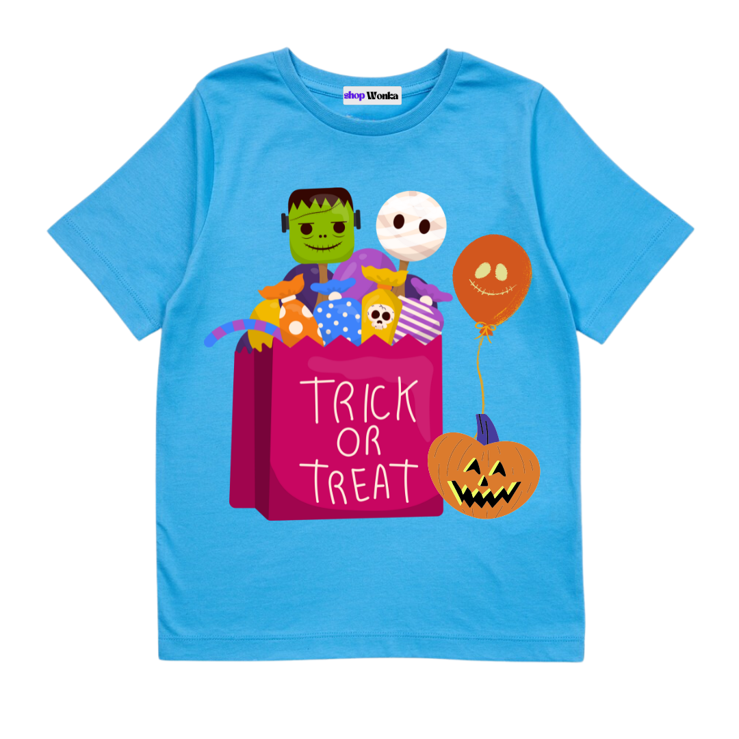 Halloween Trick or Treat, 100% cotton , customisable t-shirt