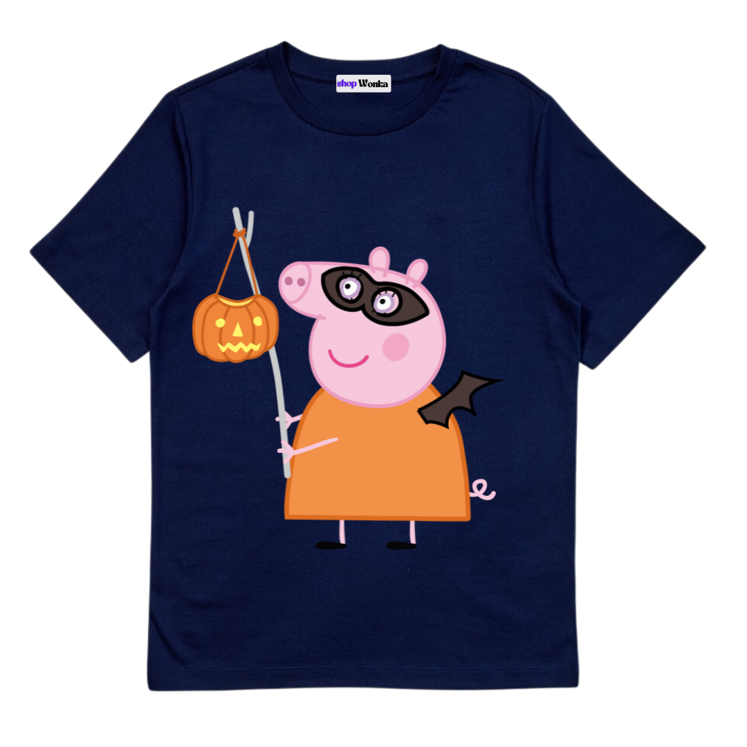 customisable, peppa pig kids t-shirt, halloween, 100% cotton, trick or treat